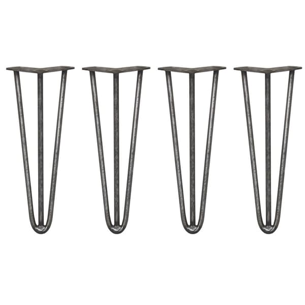 4 stk 35 cm Hårnålben (Hairpin), SkiSki Legs™ bordben / stolben, 3 stænger, á 10-12 mm i sort, kobber eller stål & gulvbeskytter