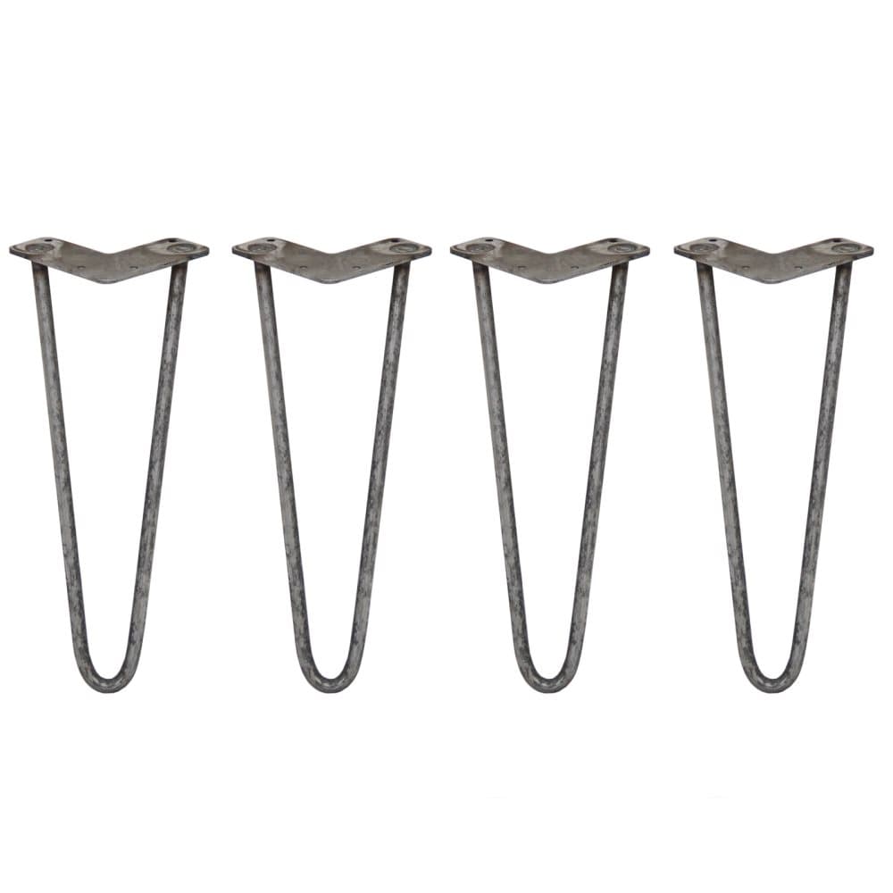 4 st 40 cm Hårnålsben (Hairpin), SkiSki Legs™ bordsben / stolsben, 2 stänger, á 10-12 mm i svart, koppar eller stål med golvskydd.