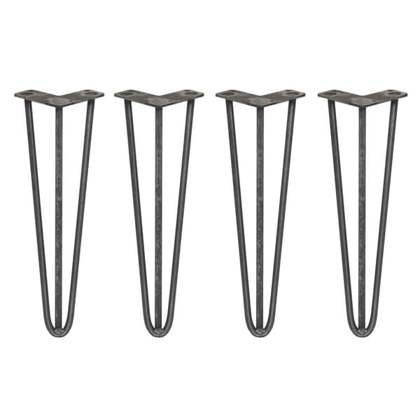 4 stk 40 cm Hårnålben (Hairpin), SkiSki Legs™ bordben / stolben, 3 stænger, á 10-12 mm i sort, kobber eller stål med gulvbeskytter.