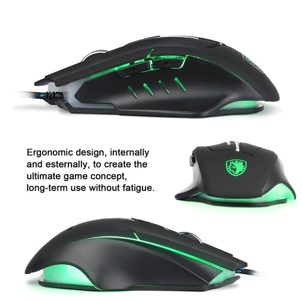 Sades Q7 USB Optisk Gamingmus Med LED, 7 Knappar