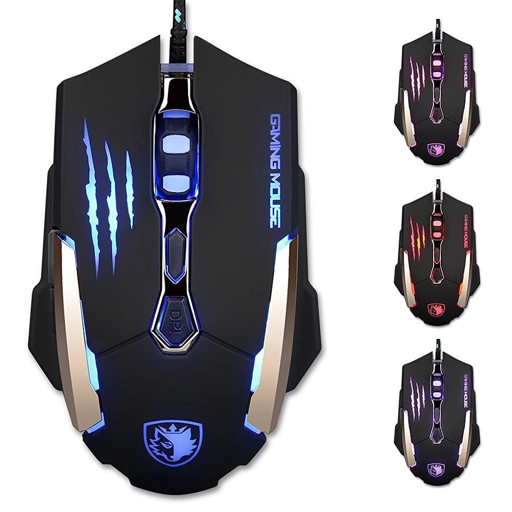 Sades Q6 USB Optisk Gamingmus Med LED 7 Knappar