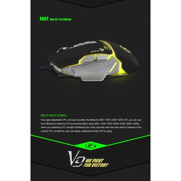 iMICE V9 Hög Precision Gamingmus USB 7knappar 4000 DPI