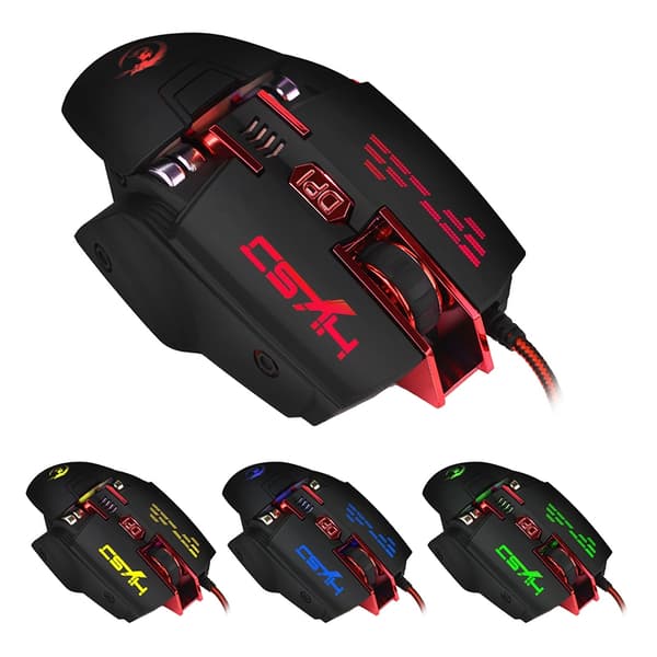 HXSJ X 200 7 knappar 4000 DPI LED  USB optisk spelmus