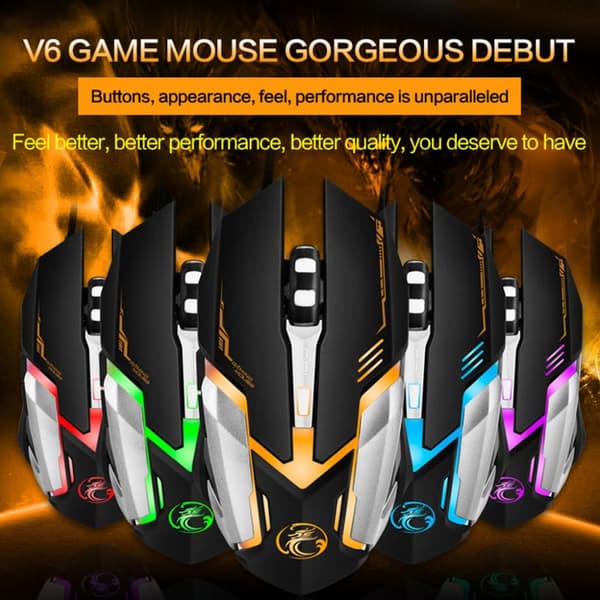 iMICE V6 Hög Precision Gamingmus USB 6knappar 3200 DPI Svart