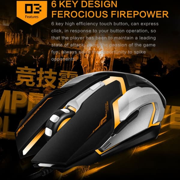 iMICE V6 Hög Precision Gamingmus USB 6knappar 3200 DPI Svart