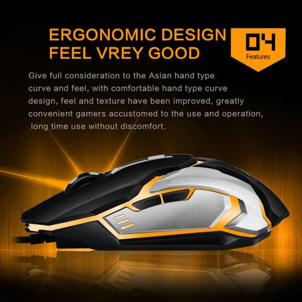 iMICE V6 Hög Precision Gamingmus USB 6knappar 3200 DPI Svart