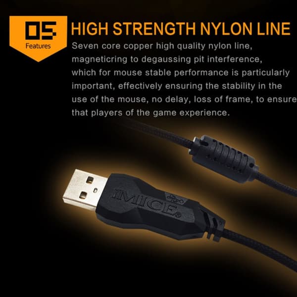 iMICE V6 Hög Precision Gamingmus USB 6knappar 3200 DPI Svart