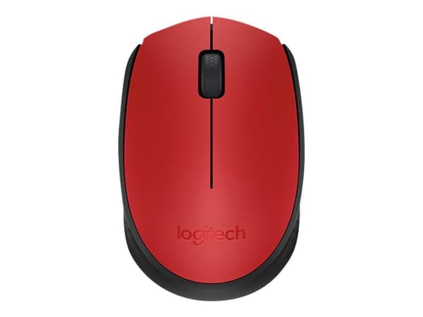 Logitech M171 - Mus - trådløs - 2.4 GHz - USB trådløs mottaker - svart, rød