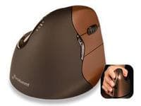 Evoluent VerticalMouse 4 Small Wireless, Høyre hendt, Vertikalt design, Optisk, RF kabel-fri, Sort, Brun