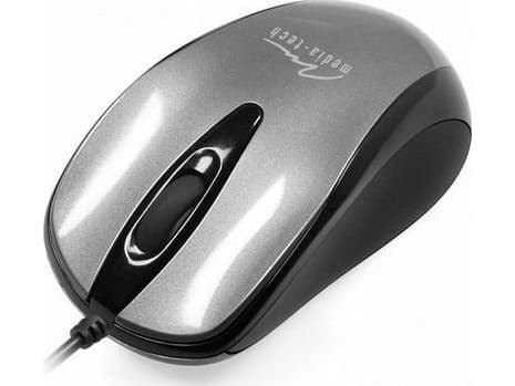 Media-Tech PLANO MT1091S - Mus - optisk - 3 knapper - kablet - USB - sølv