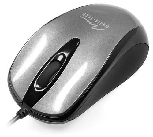Media-Tech PLANO MT1091S - Mus - optisk - 3 knapper - kablet - USB - sølv