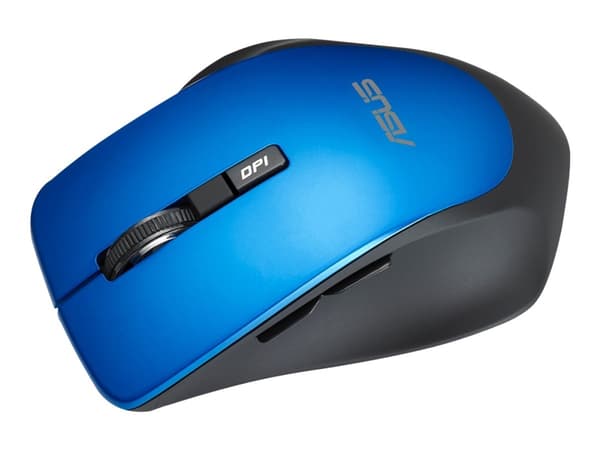 ASUS WT425 - Mus - högerhänt - optisk - 6 knappar - trådlös - 2.4 GHz - trådlös USB-mottagare - kungsblå - för 15; ROG Strix G15; ROG Zephyrus G14; T Svart, Blå