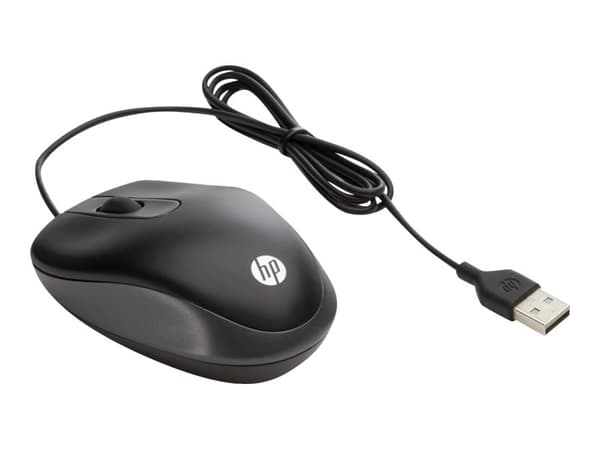 HP USB-matkahiiri, Molempikätinen, Optinen, USB A-tyyppi, 1000 DPI, Musta