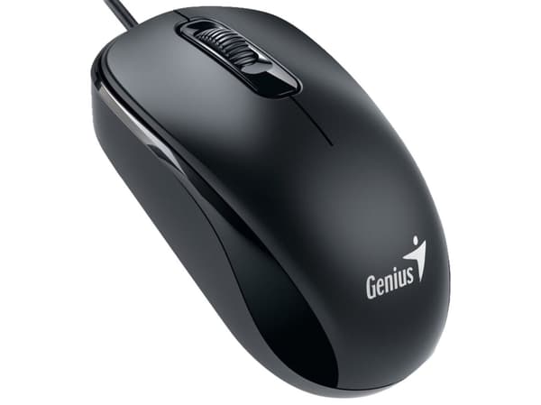 Genius DX-110 - Mus - höger- och vänsterhänta - optisk - 3 knappar - kabelansluten - USB - svart