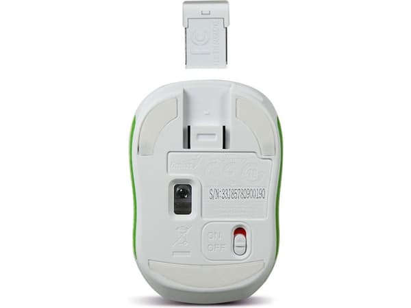 Genius Computer Technology Micro Traveler 9000R V2, IR LED, Langaton RF, 1200 DPI, Vihreä, Valkoinen