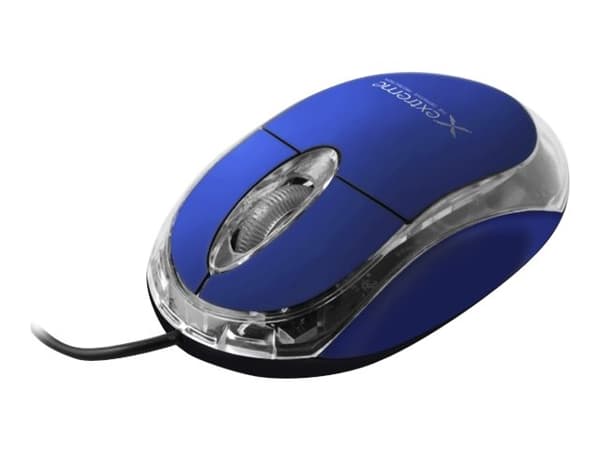 extreme CAMILLE - Mus - optisk - 3 knapper - kablet - USB - blå Blå, Gjennomsiktig