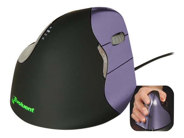 Evoluent VerticalMouse 4, Oikeakätinen, Optinen, Langaton RF, Musta, Ruskea