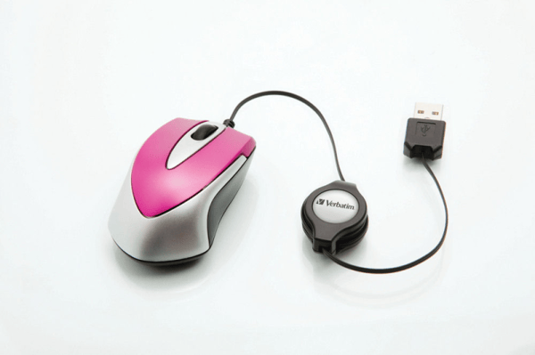 Verbatim Go Mini, Optinen, USB A-tyyppi, 1000 DPI, Vaaleanpunainen