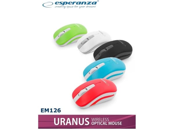 Esperanza URANUS - Mus - optisk - 4 knappar - trådlös - 2.4 GHz - grå, vit