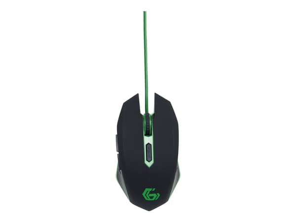 Gembird MUSG-001-G, Molempikätinen, USB A-tyyppi, 2400 DPI, Musta, Vihreä