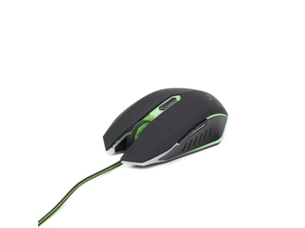 Gembird MUSG-001-G, Molempikätinen, USB A-tyyppi, 2400 DPI, Musta, Vihreä