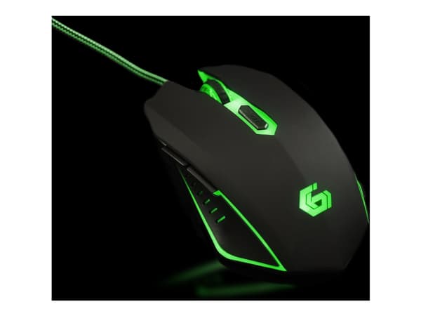 Gembird MUSG-001-G, Molempikätinen, USB A-tyyppi, 2400 DPI, Musta, Vihreä