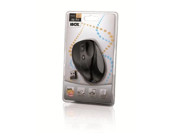 iBOX Jay Pro - Mus - optisk - 5 knappar - trådlös - RF - trådlös USB-mottagare - grå, svart