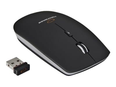 Esperanza EM120K - Mus - optisk - 4 knapper - trådløs - 2.4 GHz - USB trådløs mottaker - svart Sort, Sølv