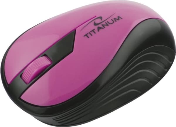 Titanum Rainbow 3D - Mus - optisk - 3 knappar - trådlös - 2.4 GHz - trådlös USB-mottagare - rosa