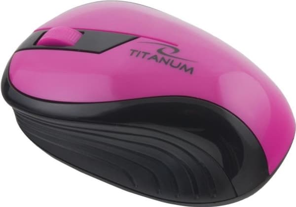 Titanum Rainbow 3D - Mus - optisk - 3 knappar - trådlös - 2.4 GHz - trådlös USB-mottagare - rosa