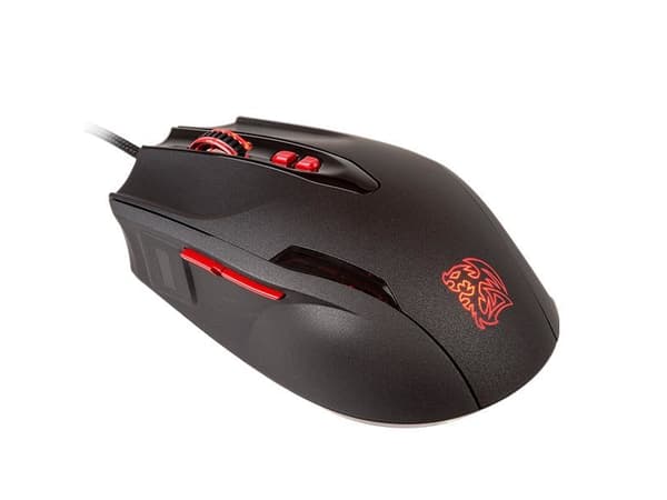 Tt eSPORTS Black FP, Molempikätinen, Laser, USB A-tyyppi, 5700 DPI, Musta musta