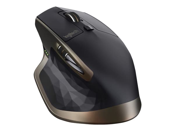 Logitech MX Master - Mus - laser - 5 knappar - trådlös - 2.4 GHz, Bluetooth - trådlös USB-mottagare - meteorit