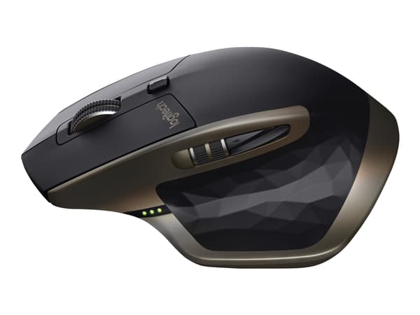 Logitech MX Master - Mus - laser - 5 knappar - trådlös - 2.4 GHz, Bluetooth - trådlös USB-mottagare - meteorit