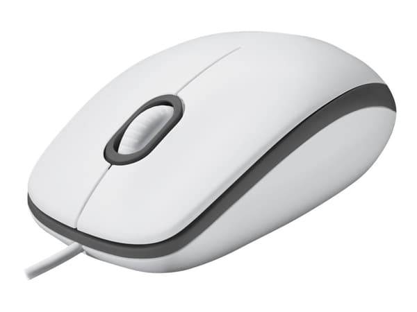 Logitech M100 - Mus - høyre- og venstrehåndet - optisk - 3 knapper - kablet - USB - hvit