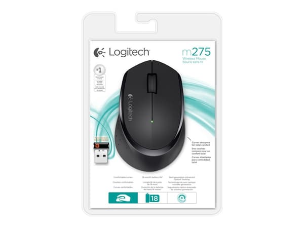 Logitech M280 - Mus - høyrehendt - optisk - 3 knapper - trådløs - 2.4 GHz - USB trådløs mottaker - svart