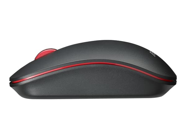 ASUS WT300 - Mus - höger- och vänsterhänta - optisk - trådlös - 2.4 GHz - trådlös USB-mottagare - svart, röd