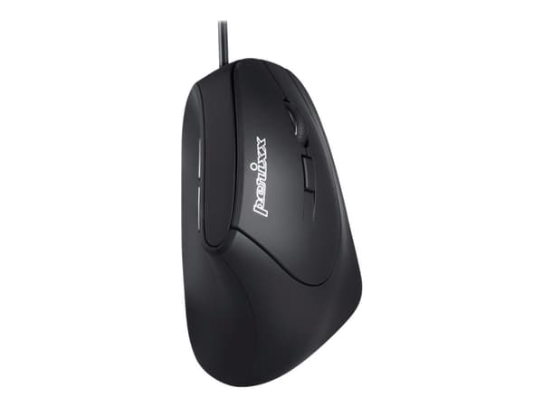 Perixx Perimice-515 II - Vertikal mus - ergonomisk - högerhänt - optisk - 6 knappar - kabelansluten - USB - svart