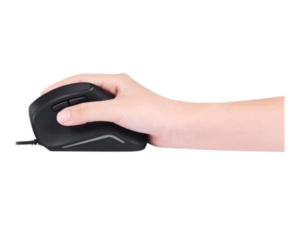 Perixx Perimice-515 II - Vertikal mus - ergonomisk - högerhänt - optisk - 6 knappar - kabelansluten - USB - svart