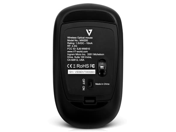 V7 MW200-1E datormöss Ambidextrous RF Trådlös Optisk 1600 DPI