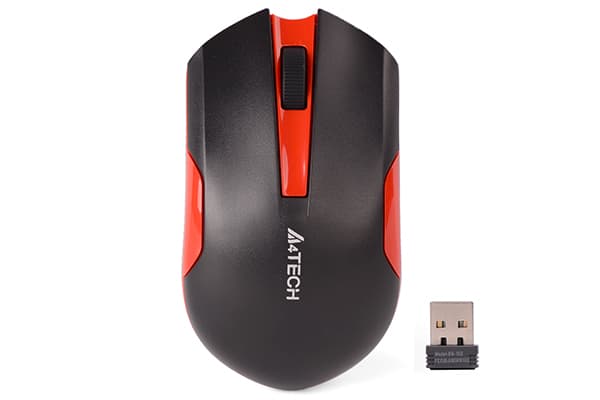 A4Tech G3-200N, Ambidekstriøs, Optisk, RF kabel-fri, 1000 DPI, Sort, Rød Sort, Rød