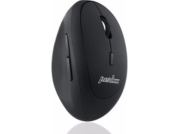 Perixx Perimice-719 Ergonomisk mus Trådløs Optisk Sort 6 Knapper 1600 dpi Ergonomisk korrekt