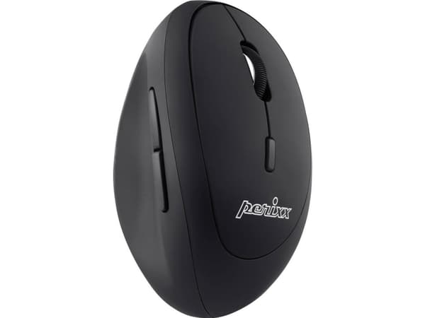 Perixx Perimice-719 Ergonomisk mus Trådløs Optisk Sort 6 Knapper 1600 dpi Ergonomisk korrekt