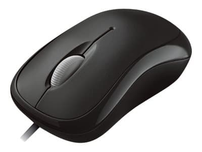 Microsoft Basic Optical Mouse for Business - Mus - höger- och vänsterhänta - optisk - 3 knappar - kabelansluten - PS/2, USB - svart Svart