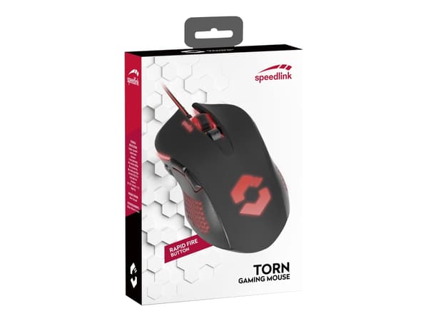 SPEEDLINK TORN Gaming Mouse - Mus - höger- och vänsterhänta - optisk - 7 knappar - kabelansluten - USB - svart
