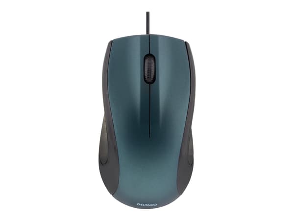 Deltaco MS-712, Molempikätinen, Optinen, USB A-tyyppi, 1200 DPI, Musta, Sininen