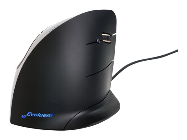 Bakker Elkhuizen Evoluent Vertical Mouse C - Vertikal mus - högerhänt - 5 knappar - kabelansluten - USB Svart, Silver