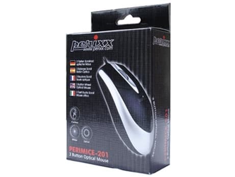 Perixx Perimice-201 WLAN-mus PS2 Optisk Sort 3 Knapper 1000 dpi
