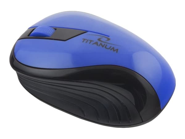 Titanum Rainbow 3D - Mus - optisk - 3 knappar - trådlös - 2.4 GHz - trådlös USB-mottagare - blå