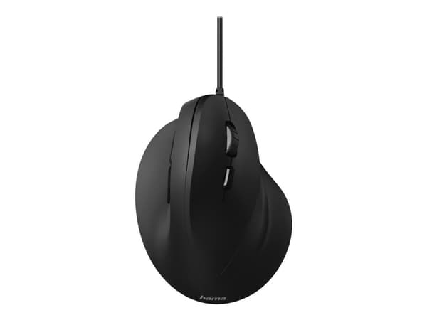 Hama Vertical Ergonomic - Vertikal mus - ergonomisk - høyrehendt - optisk - 6 knapper - kablet - USB - svart