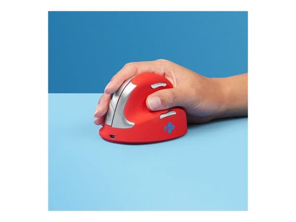 R-Go HE Sport - Vertikal mus - ergonomisk - høyrehendt - 5 knapper - trådløs - Bluetooth - rød